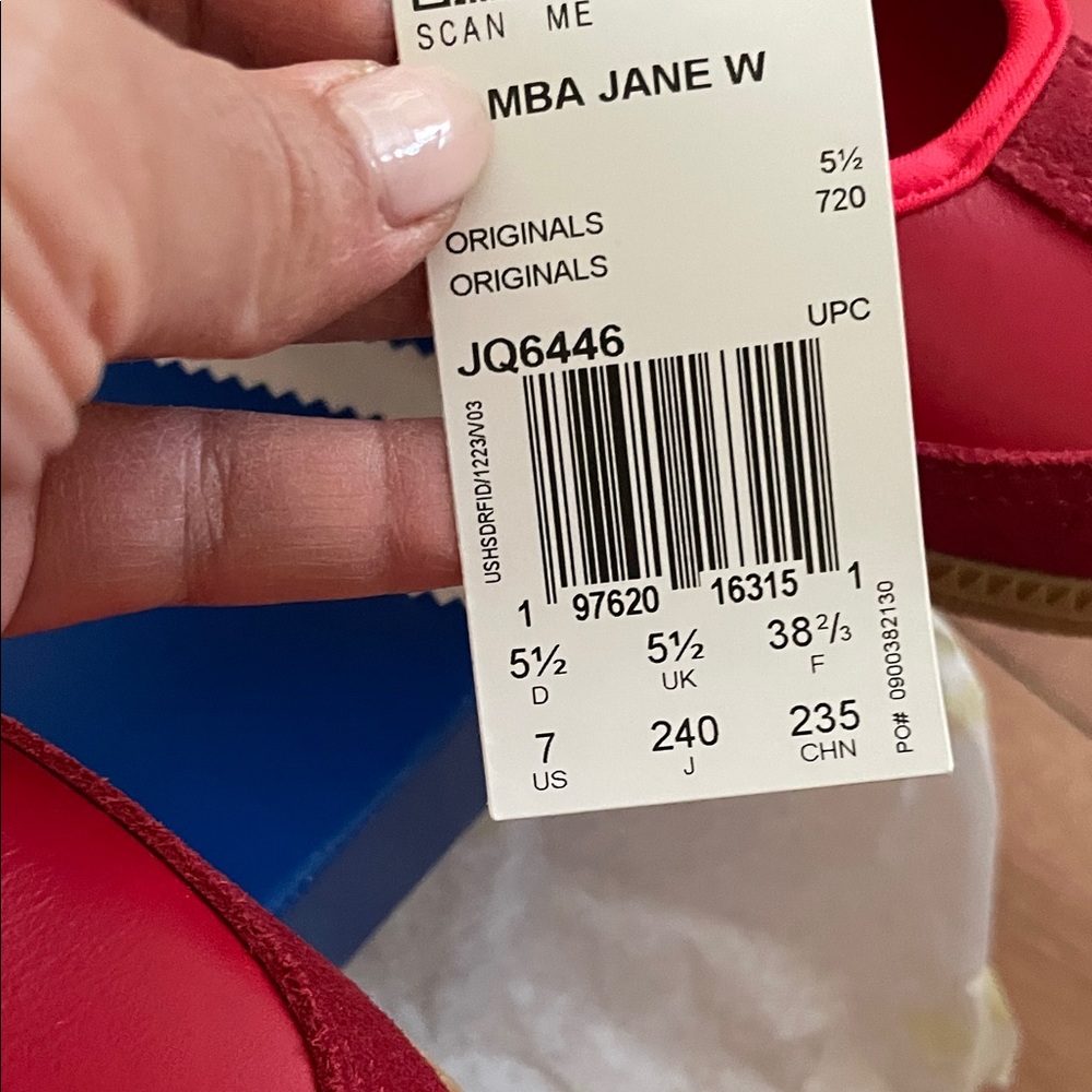 NEW Adidas Red and White Samba Mary Jane size 7 women - Picture 3 of 4